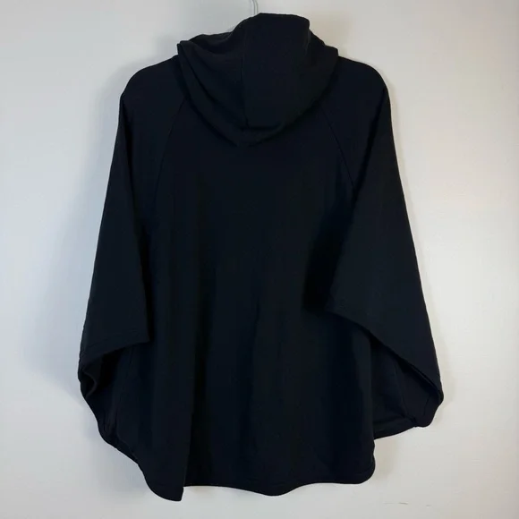 Ideology Womens Black Hooded Cape Jacket sz S/M Casual Outdoor Winter Zip Up - Picture 2 of 12